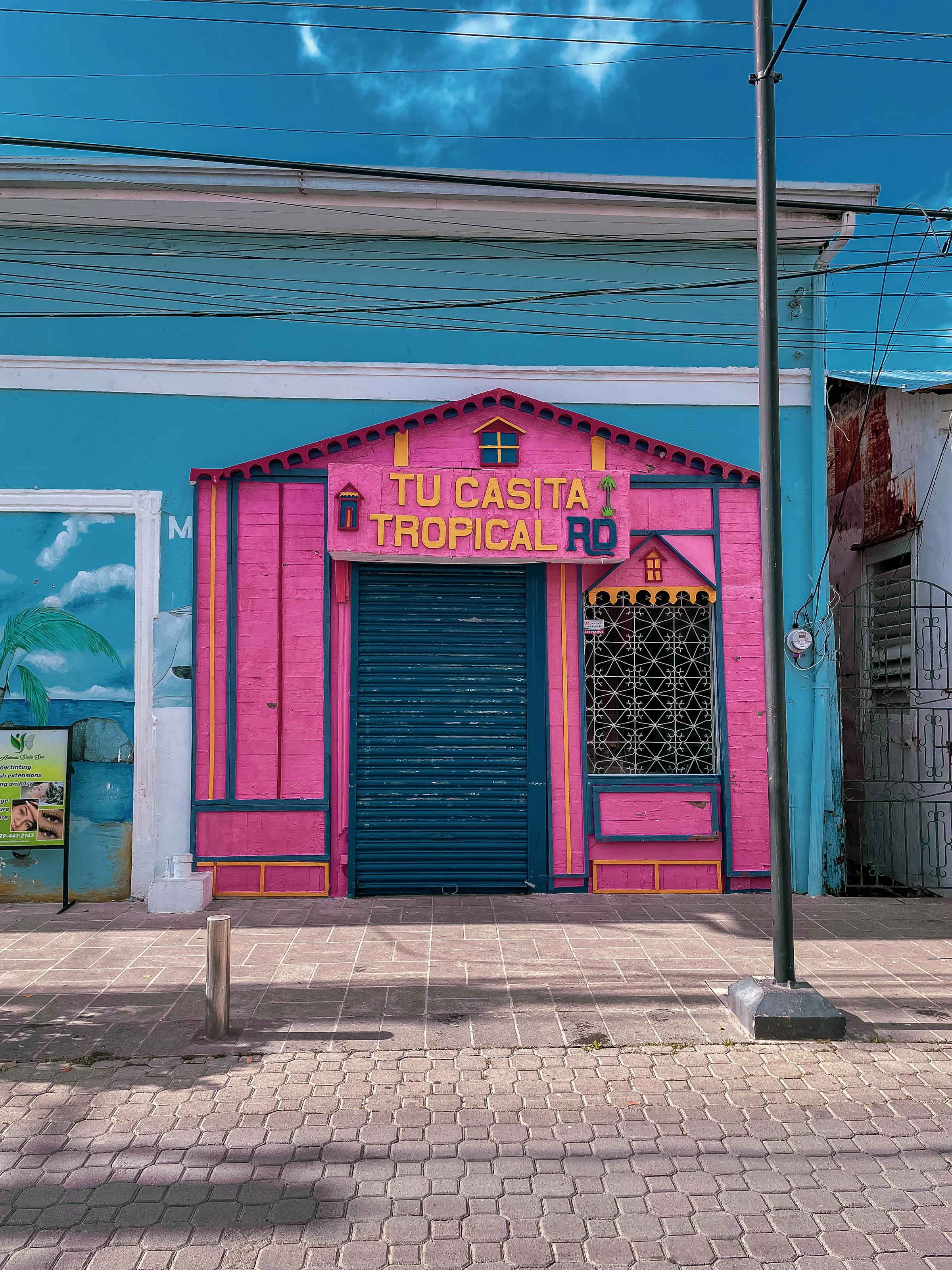 Colourful tropical storefront on a sunny Caribbean day