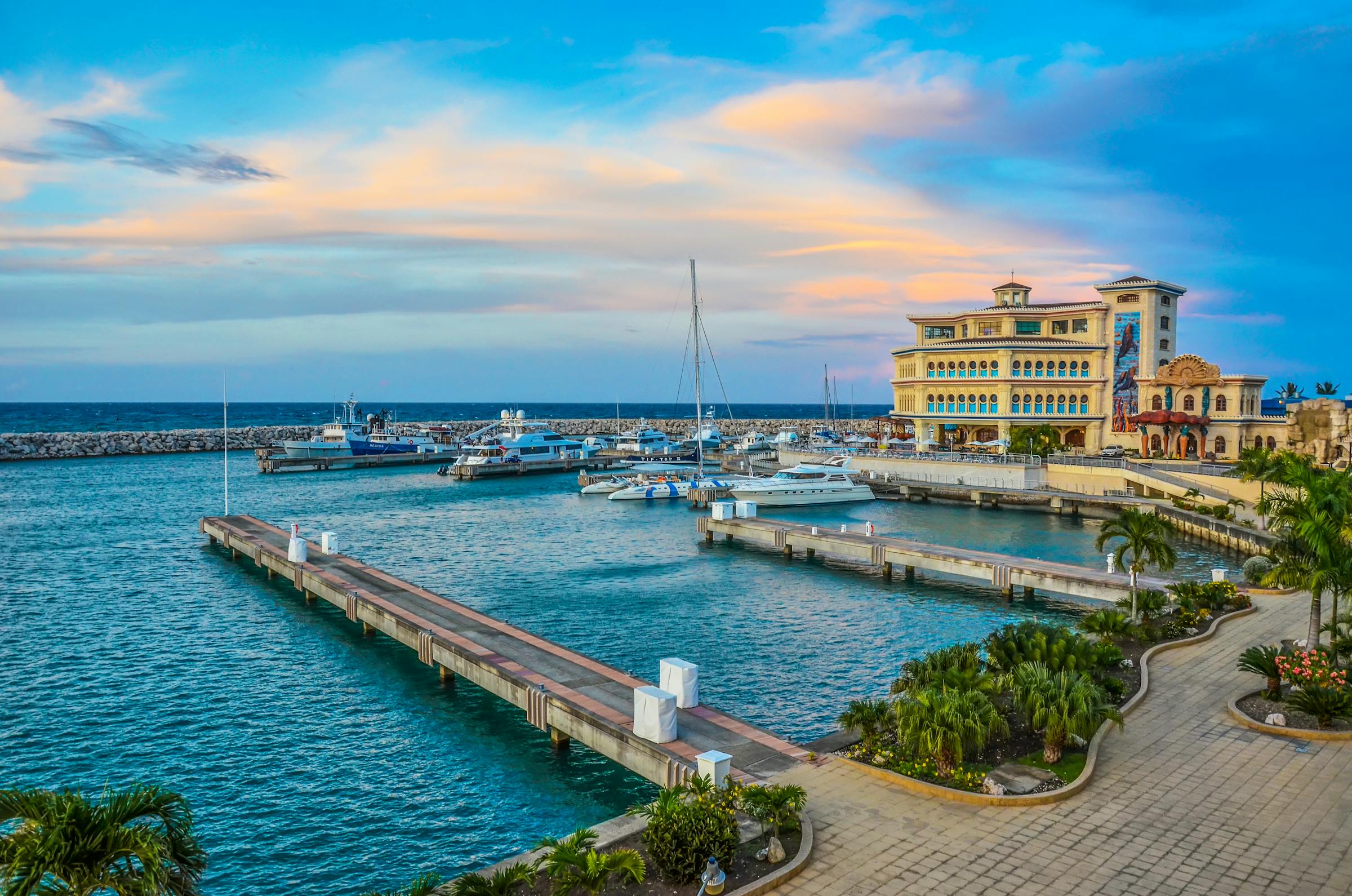 Boats docked at Ocean World Marina in Puerto Plata, Dominican Republic