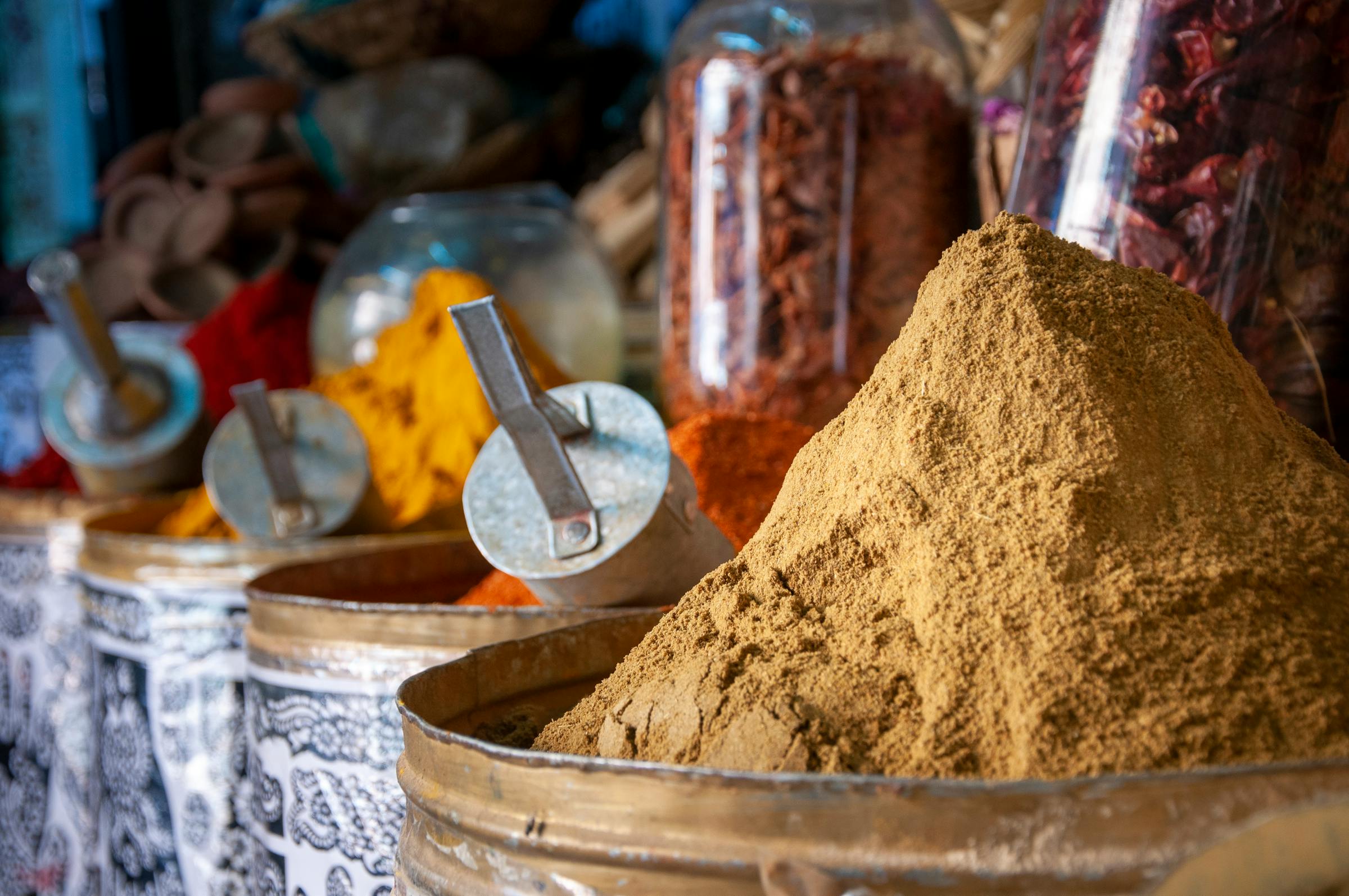 Vibrant Caribbean spices at market