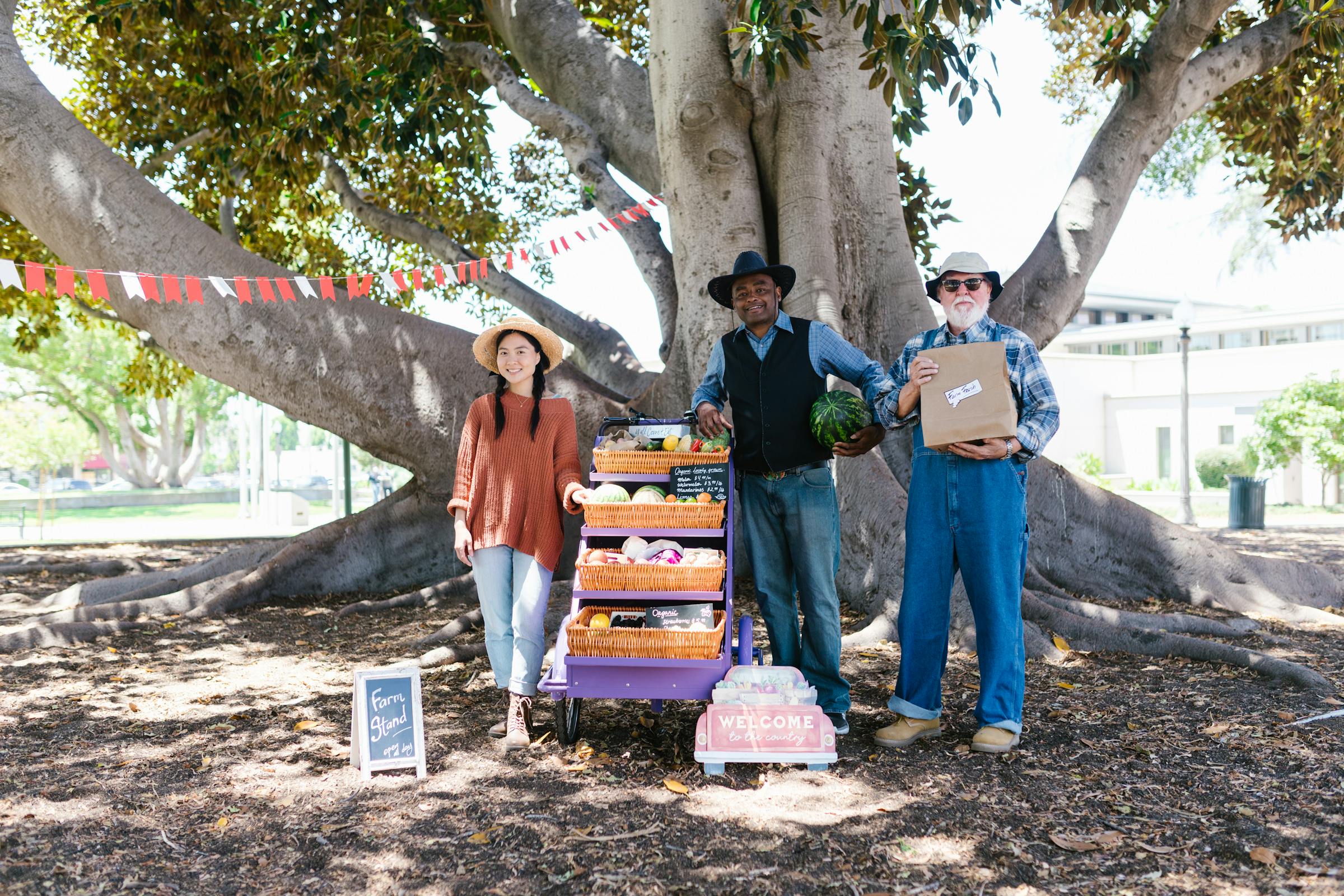 People gathering and trading at a vibrant community market